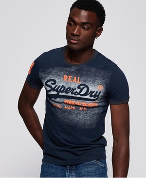 Superdry Vintage Logo Duo Ringer Férfi Pólók Sötétkék | NXBEZ9350